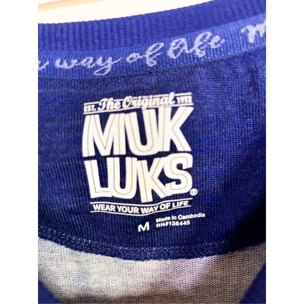 Muk Luks Women's Long Sleeve Crew Neck T-Shirt Heathered Deep Indigo Blue Medium - Picture 5 of 10